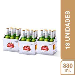 3 Sixpacks Stella Artois Botella (330ml)
